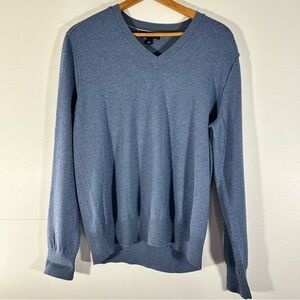 Banana Republic Cotton Cashmere Men's Blue Heather V-Neck Sweater